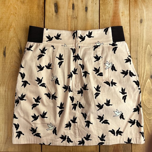 Divided Cream and Black Bird Print Mini Skirt - Picture 3 of 4